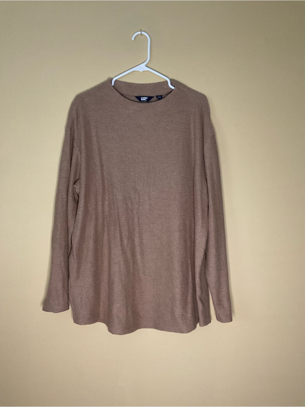 Lands' End Women’s Crewneck Long-Sleeve Sweater in Taupe Brown